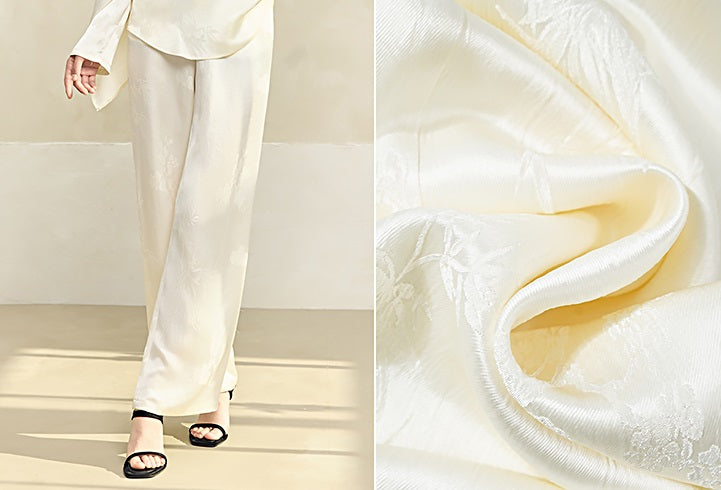 HECO Texture Jacquard Draping Straight Wide-legged Pants Women - GOOD.
