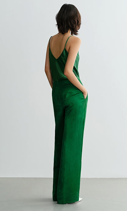 COMME MOI Lv Yan Designer Spring Women's Acetate V-Neck Green Suspenders - CLARA.