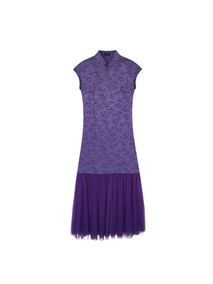 HECO Chinese Modified Diagonal Stand-up Collar Cheongsam ress- OWEN.