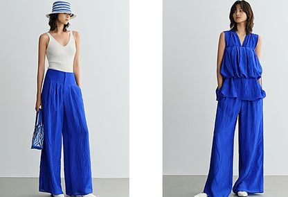 COMME MOI women's high-waisted wide-leg pants-THADUS.