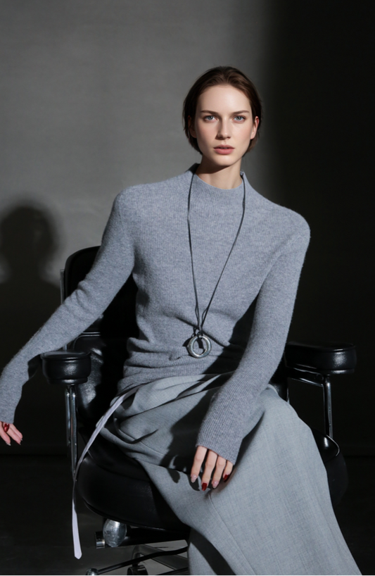 PIAOIN minimalist wool base layer women's turtle neck sweater top-GENA