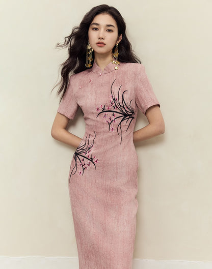 HECO old texture linen midi dress women - dome.