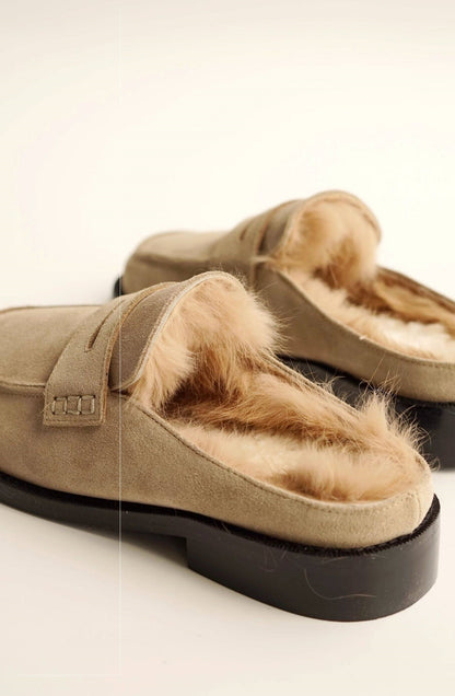 B-FEI single  leather casual flats shoes-PIE.