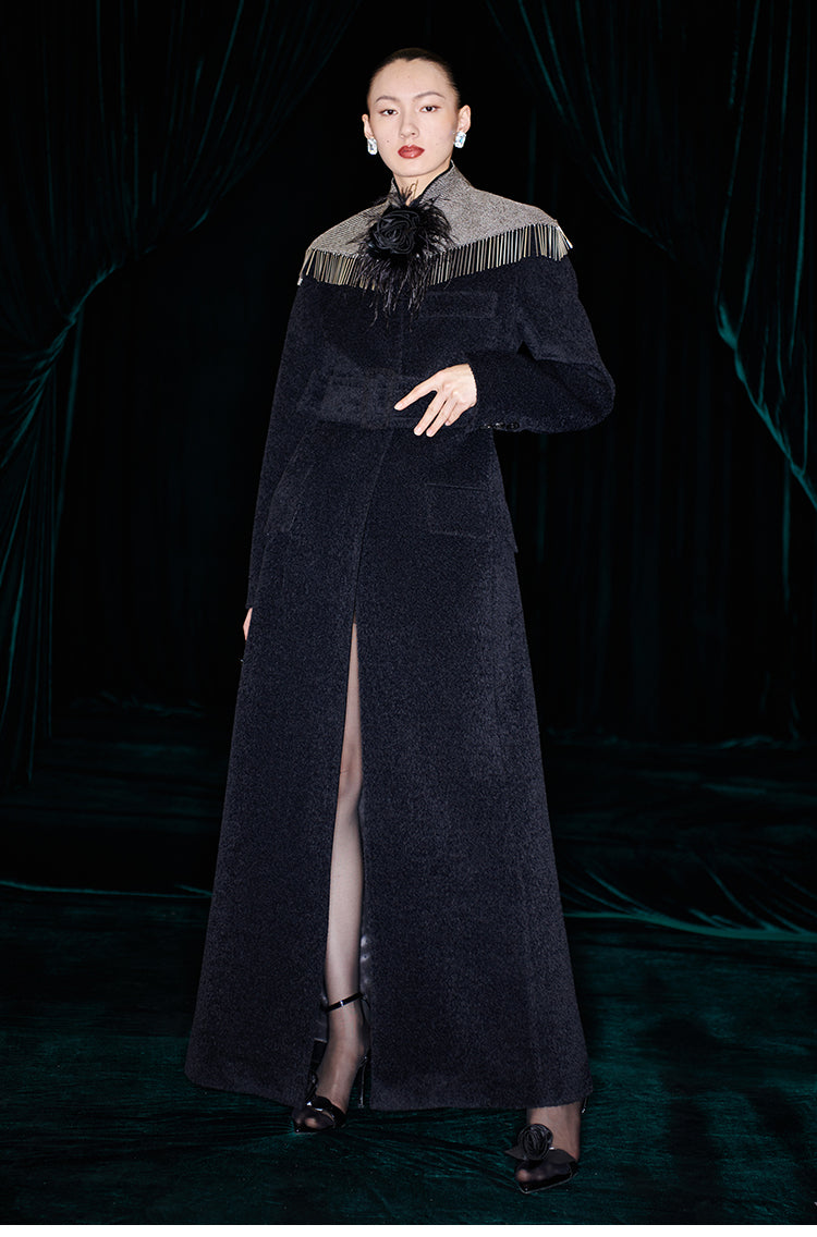 M essential Mackay designer brand water-collar tunic coat - game.