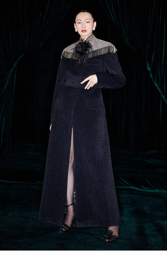 M essential Mackay designer brand water-collar tunic coat - game.