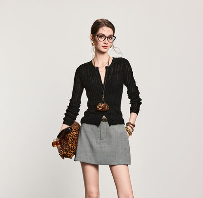 ANNASPEAK wool minimalist side zipper A-skirt-NIRA.
