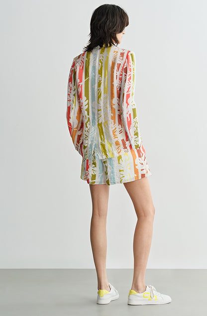 COMME MOI  summer casual color stripe print suit - EVELYN.