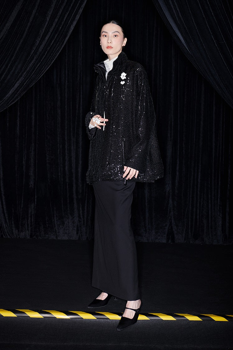 M essential Ma Kai designer Jingye embroidered fabric multi-collar structure jacket - DIVINE.