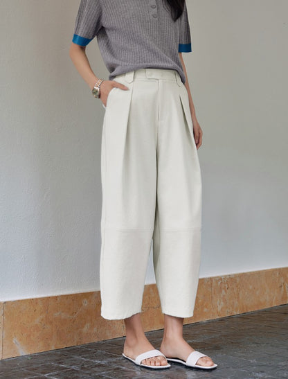 SUSHE eight-point straight banana relaxed wide-leg pants-KATY