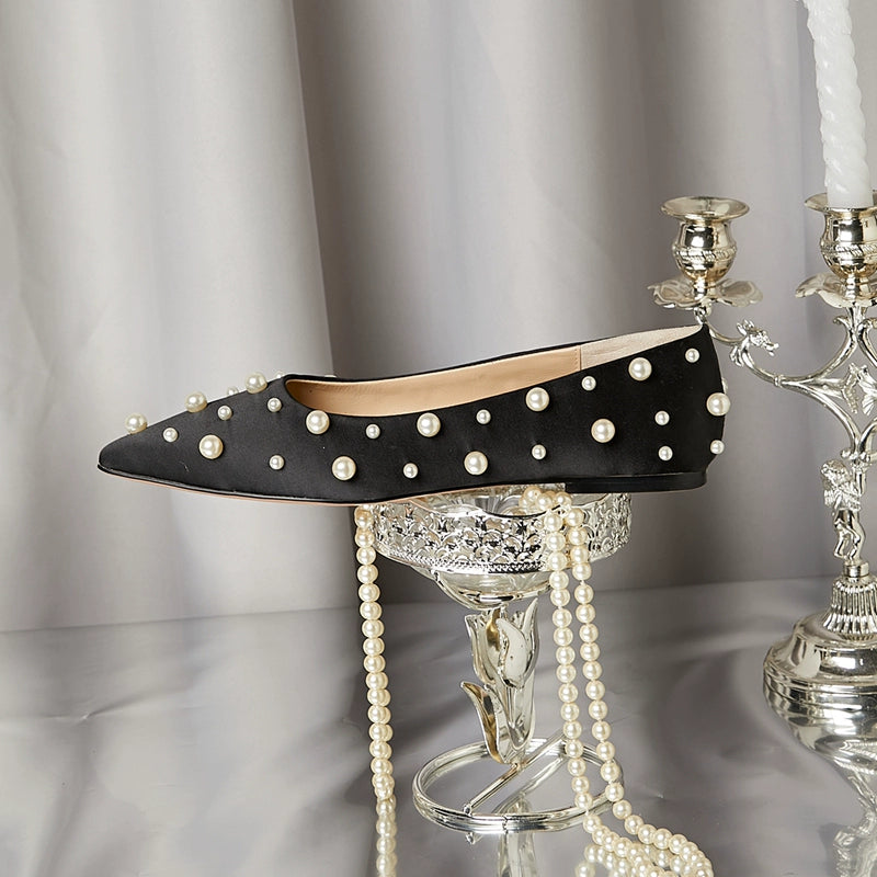 B-FEI pointed flat pearl dotted shoes single shoe-PLIX.
