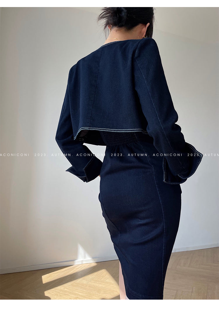 Aconiconi Luxury Blue Denim jacket - Poetry from the Other Shore