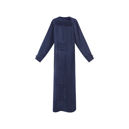 TUYUE Ancient diagonal satin handmade buckle slim dress- NAOMI.