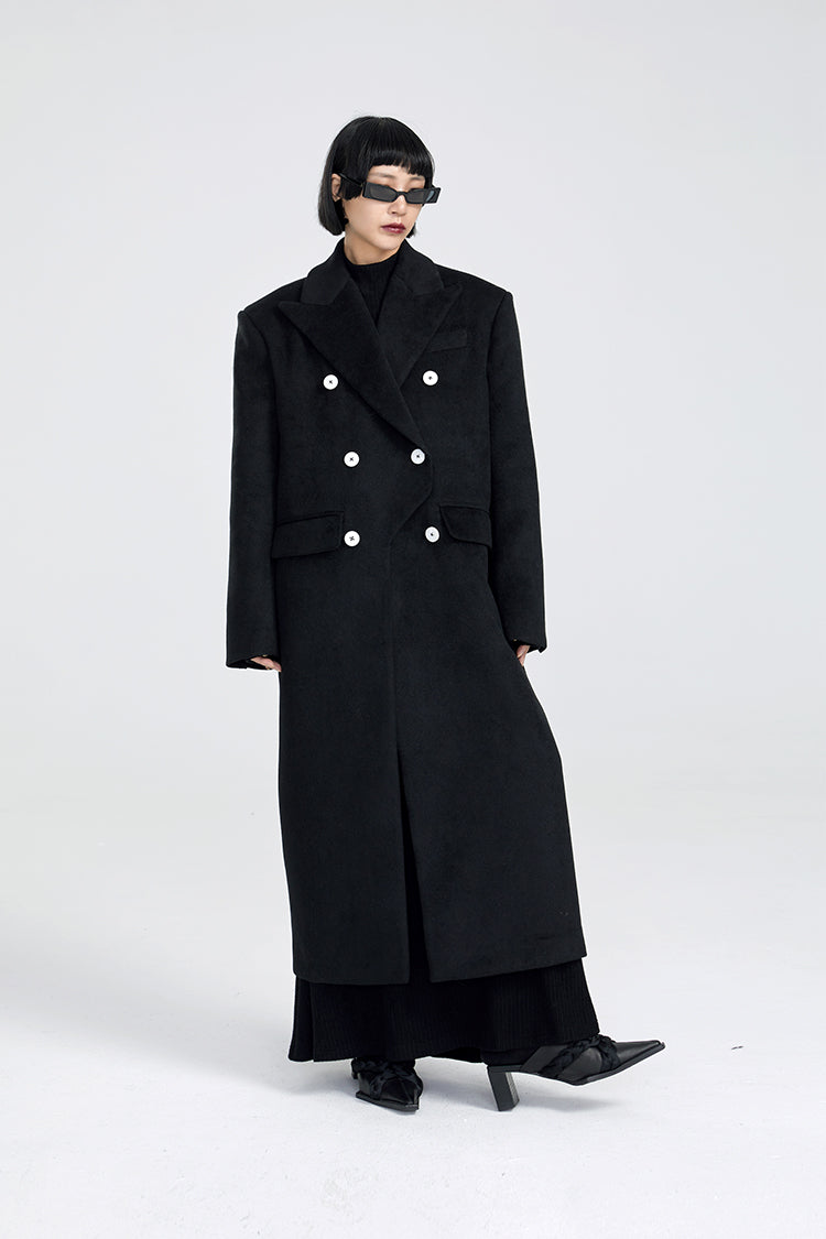 TINY IN Maxi double-breasted women's wool coat jacket - INO