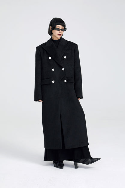 TINY IN Maxi double-breasted women's wool coat jacket - INO