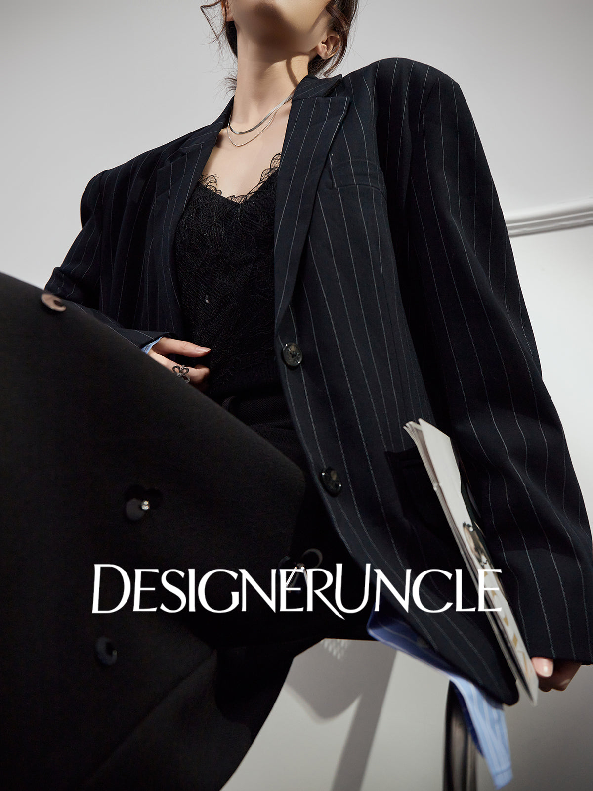 DGU "Deep World" dark blue loose blazer commuter versatile high-end top - Joseph.