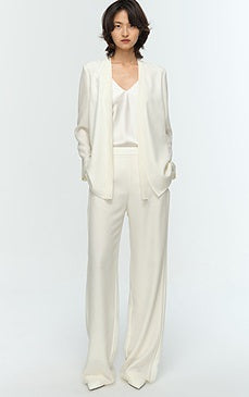 COMME MOI Lu Yan designer's new women's commuter collarless silk wool streamer suit - MARTHA.