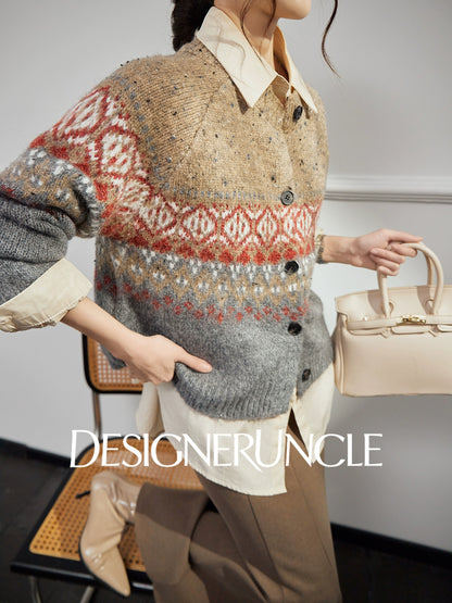 DGU "Twilight" gray sweater women's new loose and lazy style top trendy knitted cardigan- ONE.