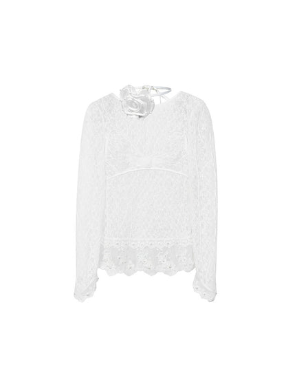 FAME Laphim romantic lace studded bead top