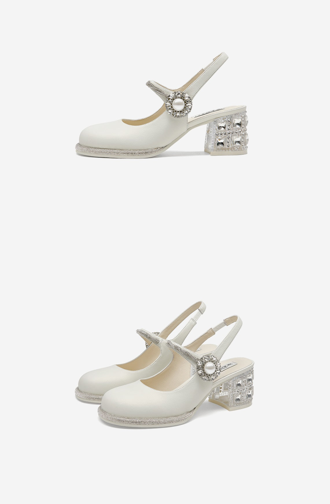 SHOESZOOO Maryjane Rhinestone Round Toe Block Heels - WISDOM.