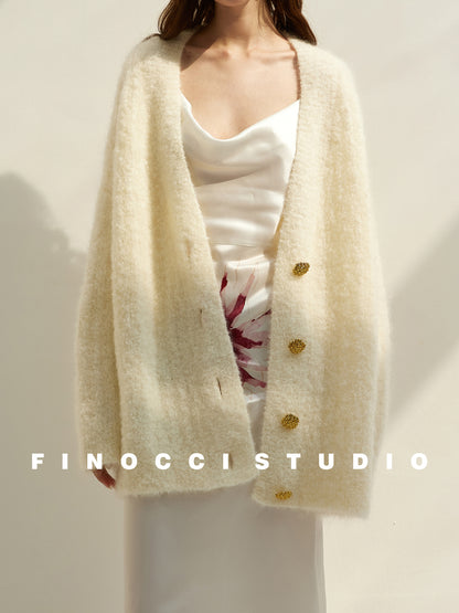 High-end Imported mohair blended mercerized wool sweater cardigan - Haris