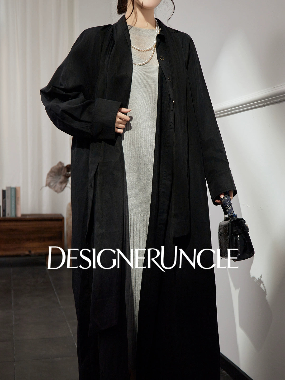 DGU "Ink Sequence" black long trench coat - BERU ?