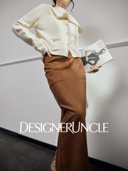 DGU "Suyu" white sweater lazy style loose and versatile slimming solid color jacket - Roberta.