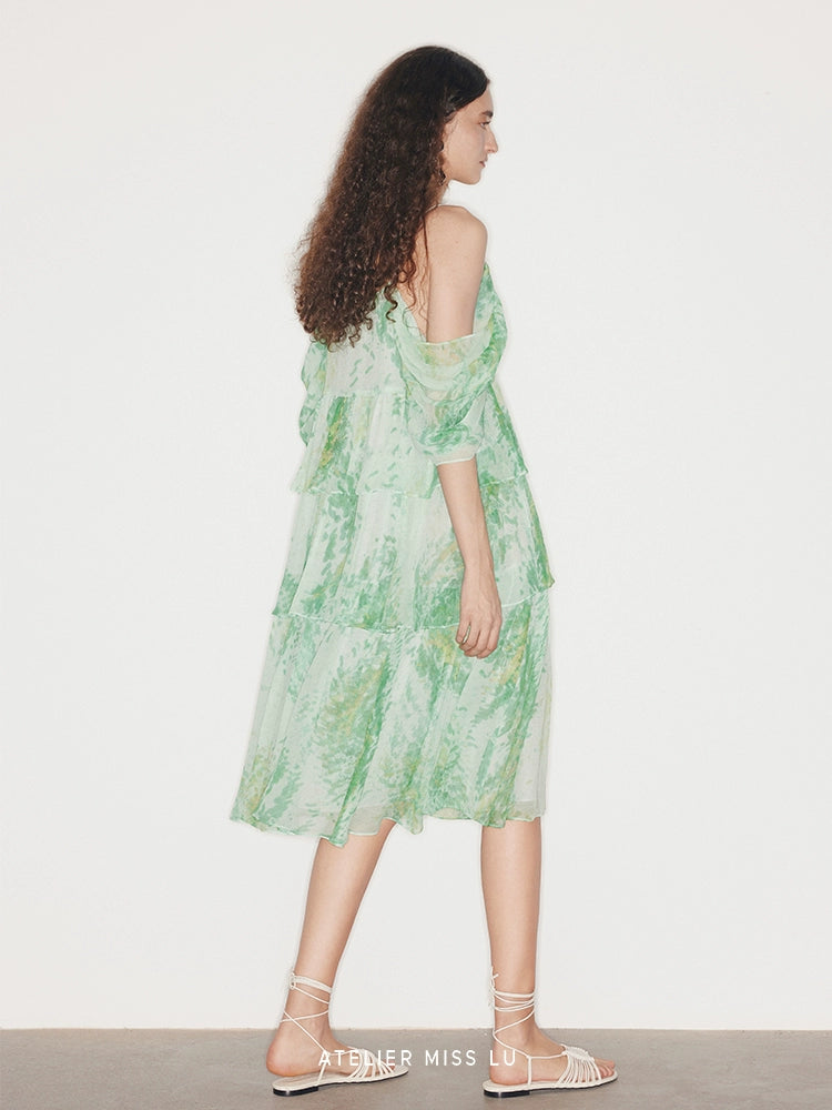 ATELIER MISS LU layered panelled off-the-shoulder slip dress - MICAH