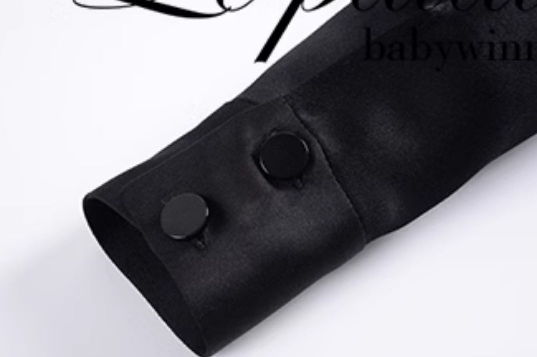 Le Palais Vintage Original Abstinence Babes Black Thick Satin Slim Fit Short Shirt Thin Cup Corset-DIDI