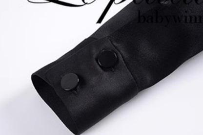 Le Palais Vintage Original Abstinence Babes Black Thick Satin Slim Fit Short Shirt Thin Cup Corset-DIDI