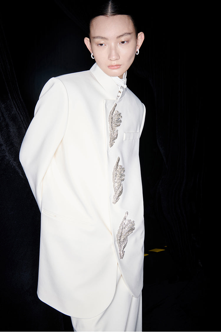 M essential Mackay designer Jiayang twill iris beads new Chinese silhouette suit - about.