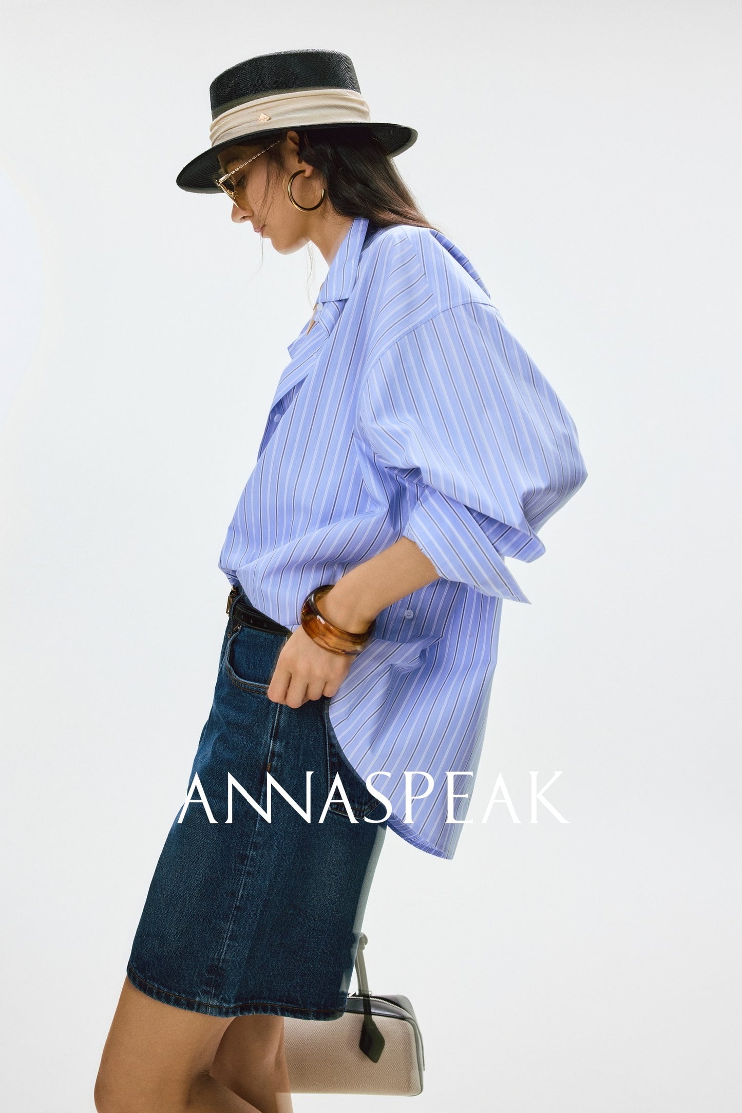 ANNASPEAK multi-wear French side buckle long staple cotton  style shirt-MYSTIC.
