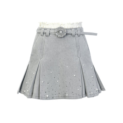 FAME beaded casual denim short skirt - HANNAH