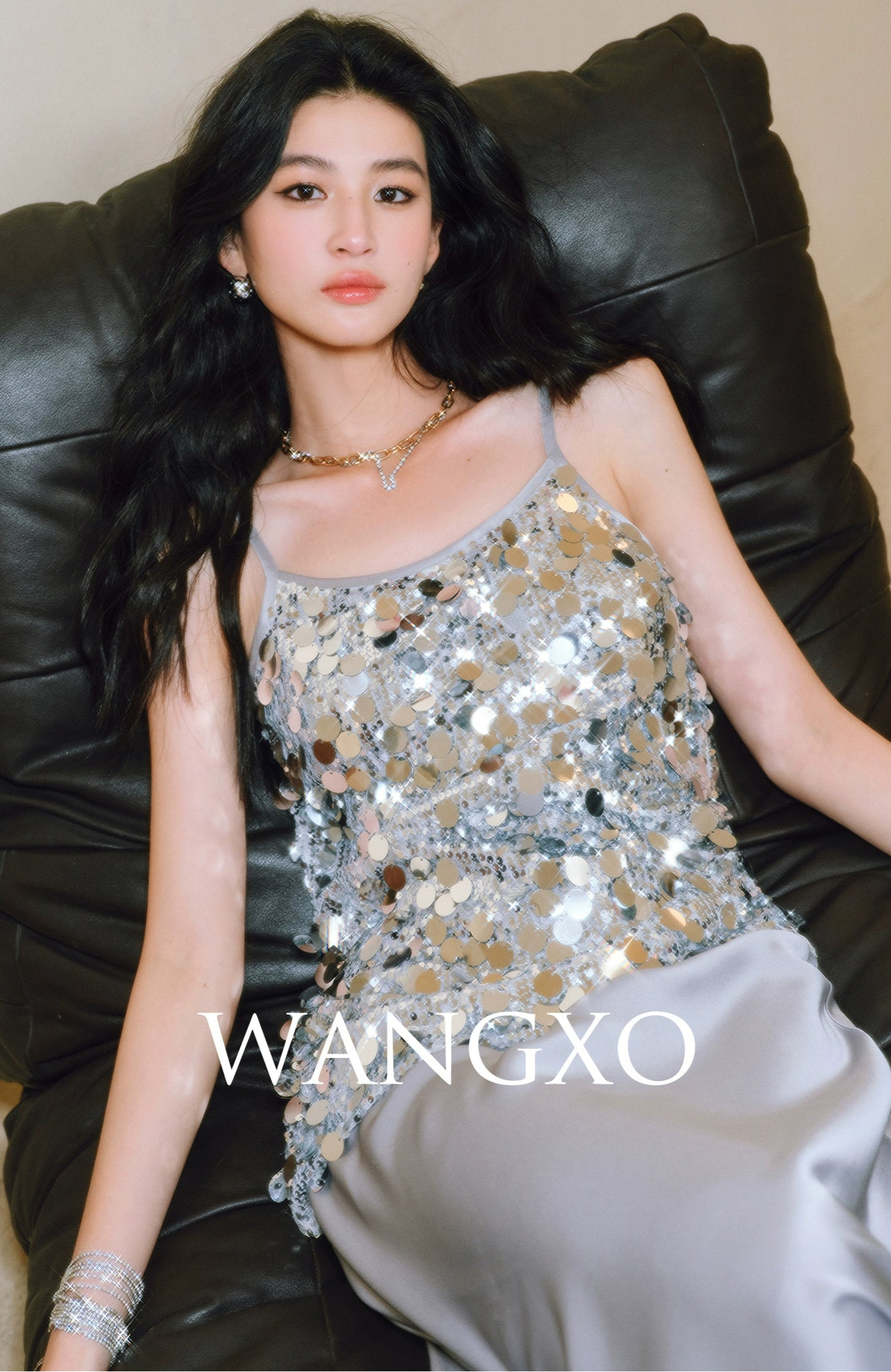 WANGXO Mirage Sundress Heavy Industry Double-Sided Satin Pleats Two-Piece - KIRAN