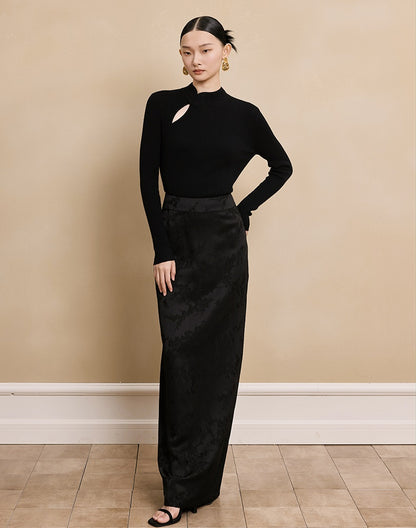 HECO Stand Collar red black white apricot Slim Bottom top Spring - treat.