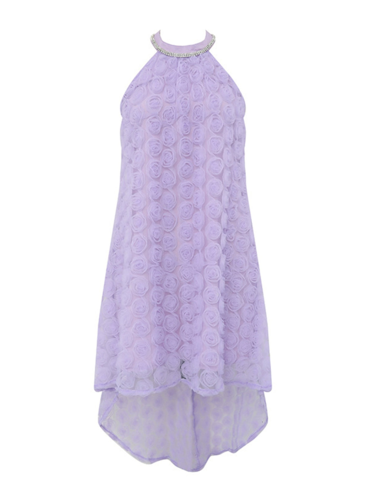 DOLLY High End French Style Violet Sleeveless Halter Neck Loose Dinner Dress-Flower  (V)