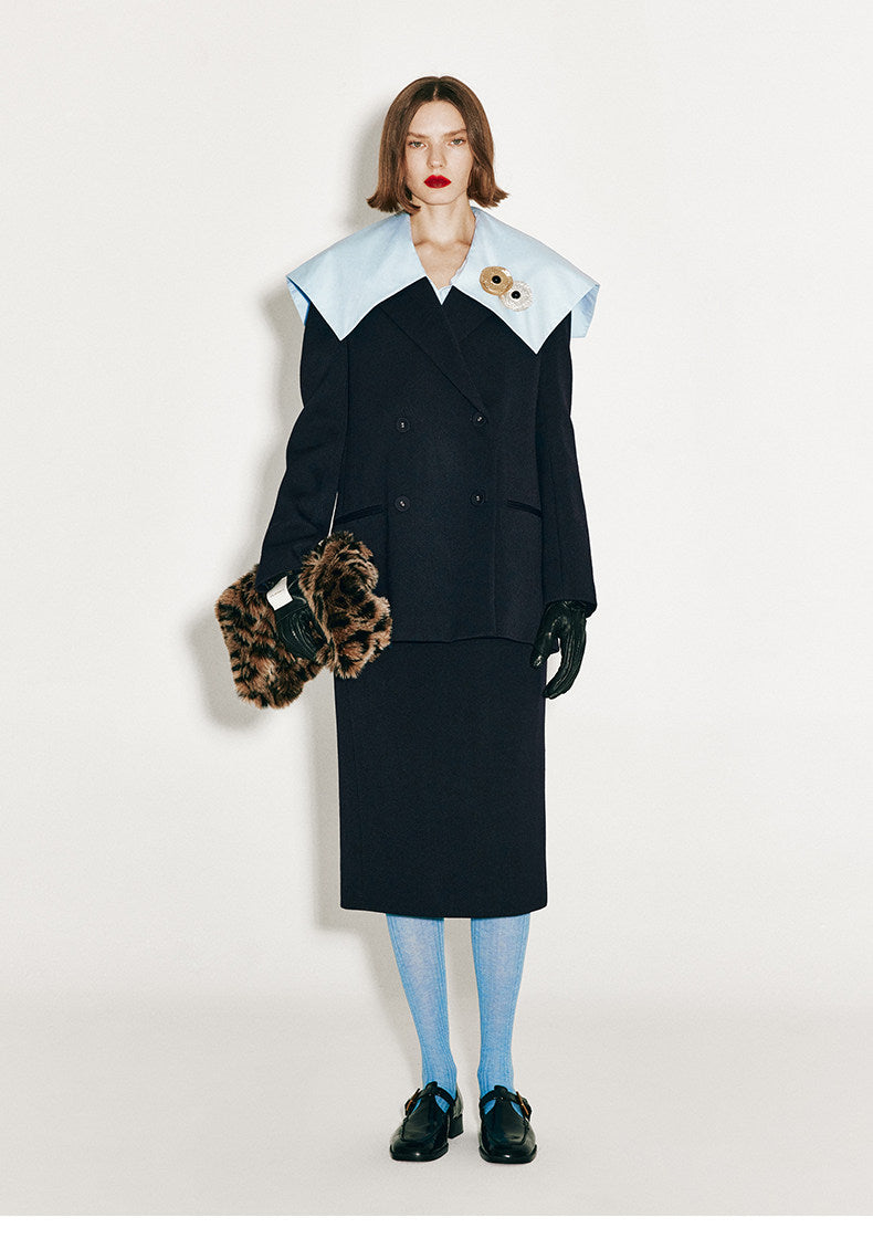 ATELIER MISS LU Sheep Wool High-waisted Straight Skirt - HYACINTH