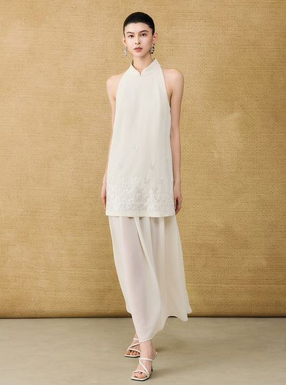 HECO Chinese butterfly sequin fake two-piece dress - CROWN.