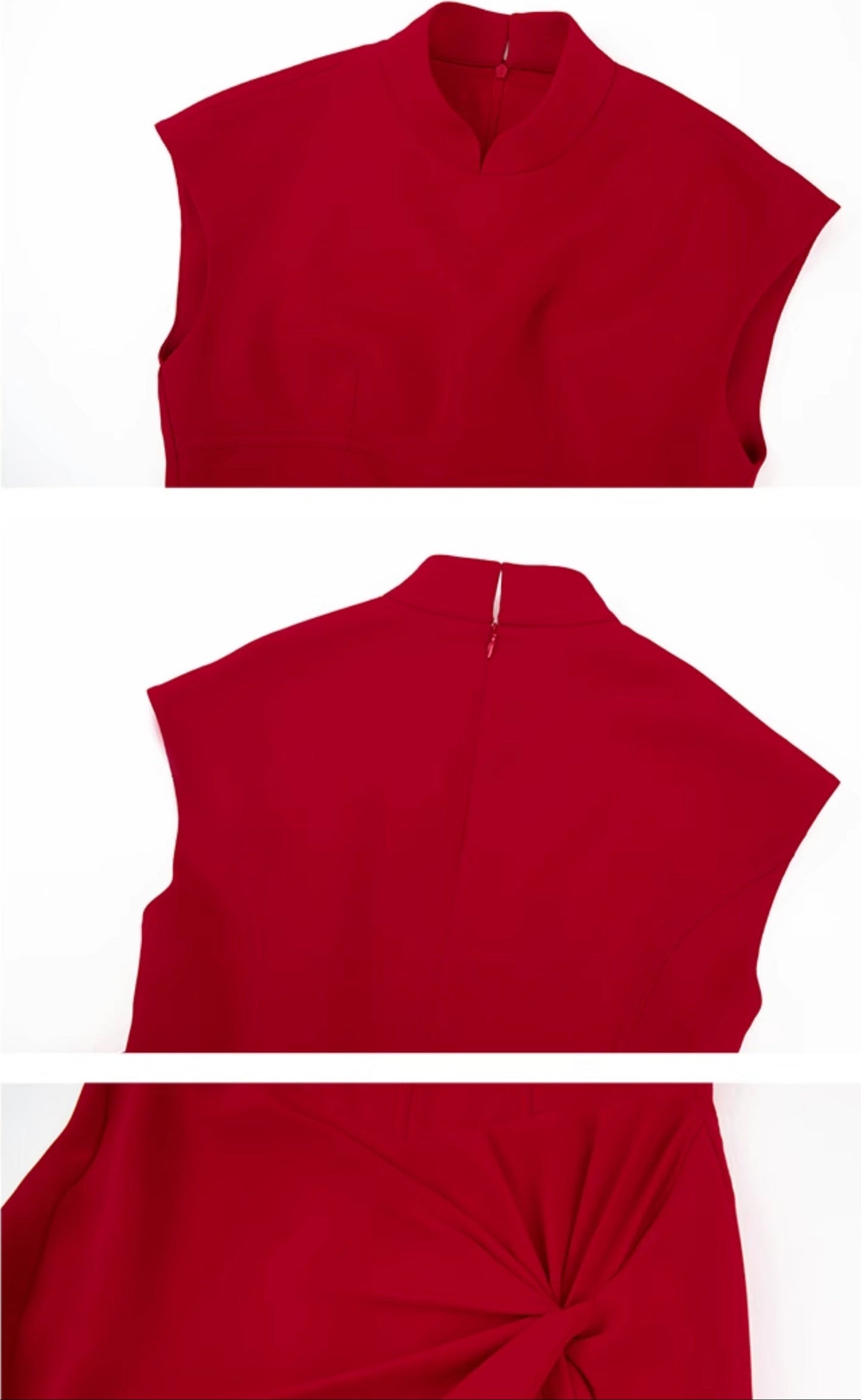 HECO acetate elegant red modified cheongsam dress women - leave.