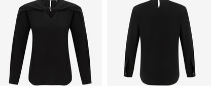 COMME MOI Designer Lu Yan Black Acetate Cutout Design Kink Pleated Shirt - LAINEY.