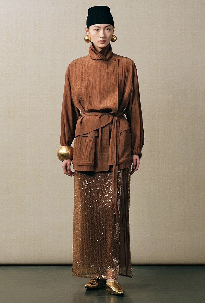 ZHUCHONGYUN sequin embroidery straight knit skirt and vest-REM.