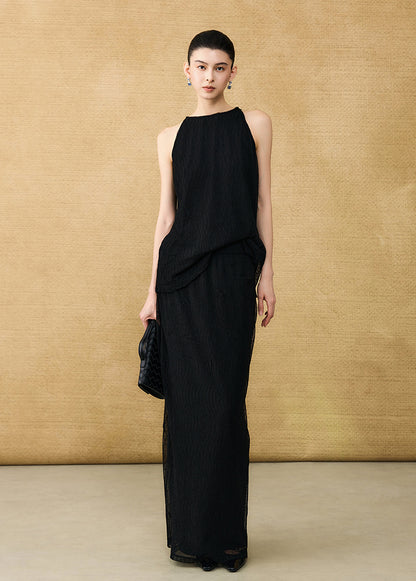 HECO Chinese style wrinkle elastic crew neck vest  age-reducing top - CAST.