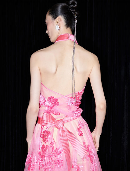 M essential Ma Kai designer falling flower embroidery nail bead lace-up top - PACK.