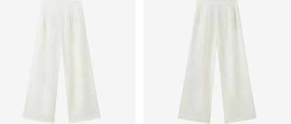 COMME MOI Lv Yan Designer Spring Women's Triacetate White Wide-leg Pants - VIVIAN.