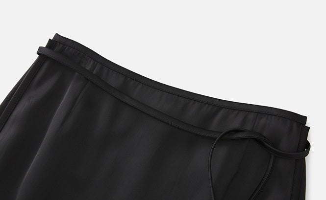 ZHUCHONGYUN simple fashionable black satin straight long skirt-MEGUMIN.