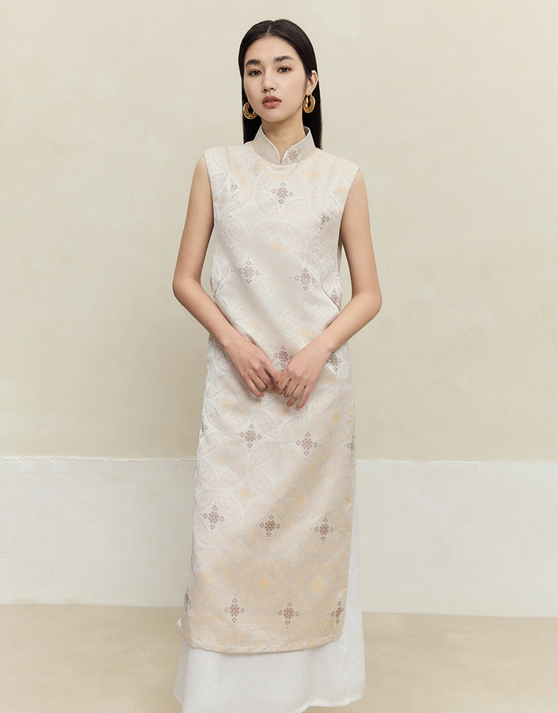 HECO Cheongsam Spring Stand-up Collar Two-Piece Dress Women - side.