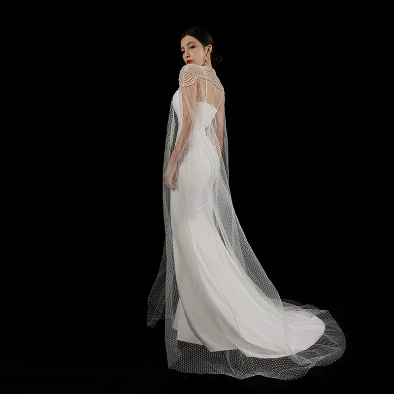 NOTES OF LOVE Handmade beaded suspender outer draped two-piece wedding dress - THRONE