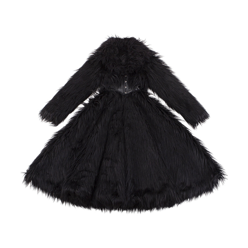 Le Palais Vintage Elegant Black Slim Waist Seal Heavy Long Fur Jacket-Cielo