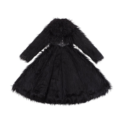 Le Palais Vintage Elegant Black Slim Waist Seal Heavy Long Fur Jacket-Cielo