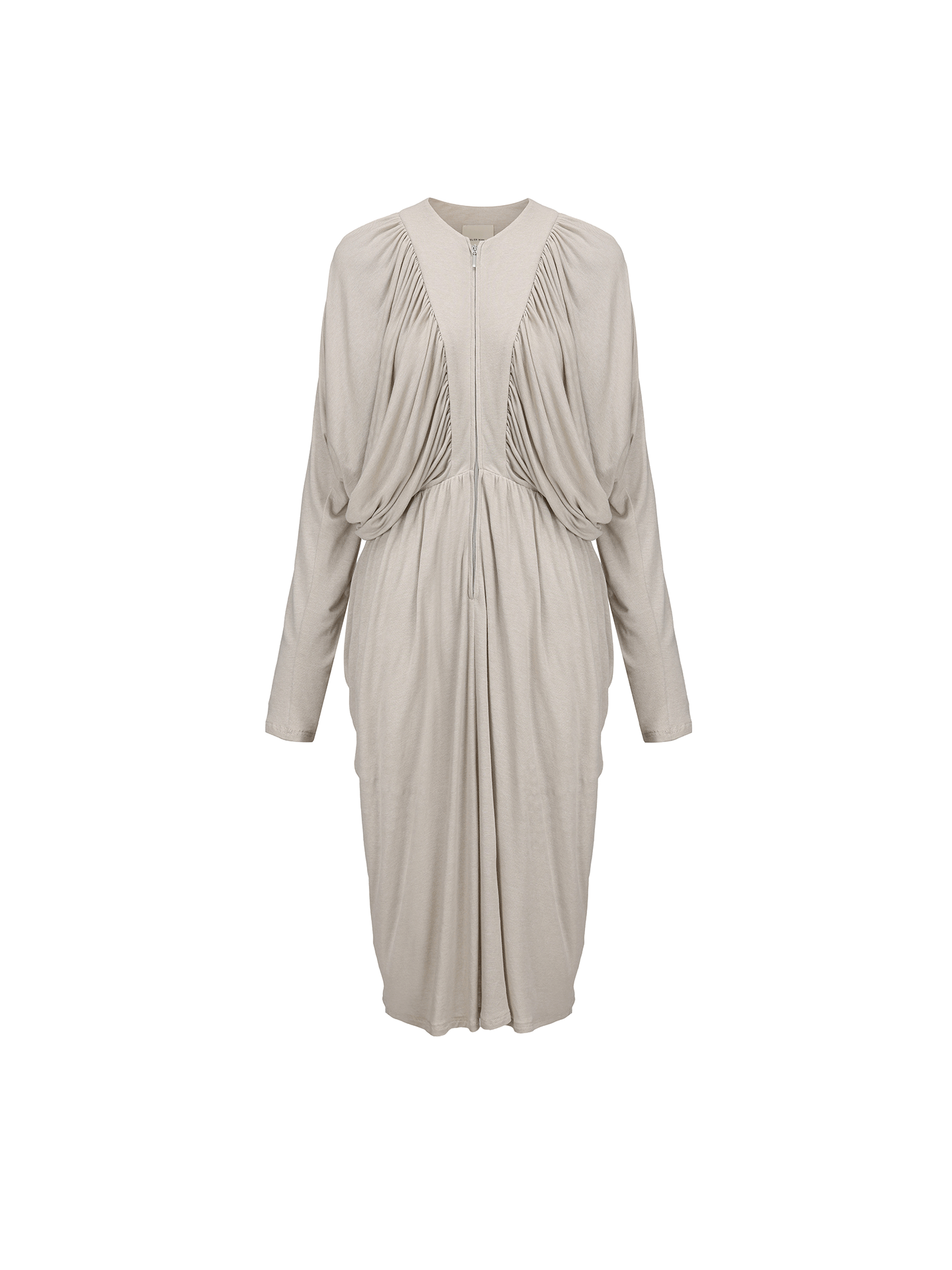 ATELIER MISS LU New Vertical Draped Design Long Sleeve Dress - DERM.