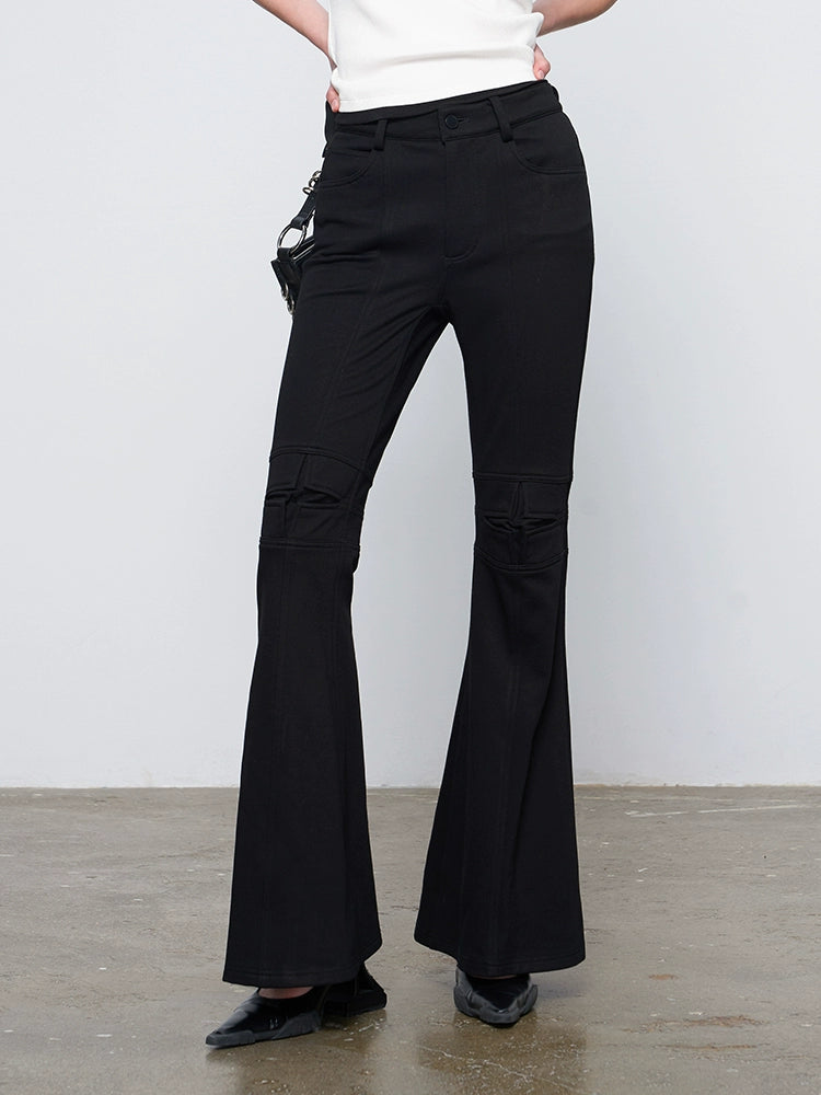 ANNAKIKI niche designer four-pointed star functional mid-rise flared pants-XIAOBEI